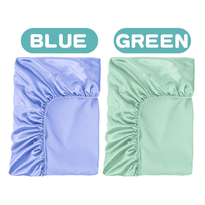 GUNTAIL 2 Pack Satin Soft Crib Sheet for Baby with Sensitive Hair Silky Baby Mattress Sheet Blue and Green Unisex 52â€™â€™x28â€™â€™x8â€™â€™ Fitted Sheets - Image 4