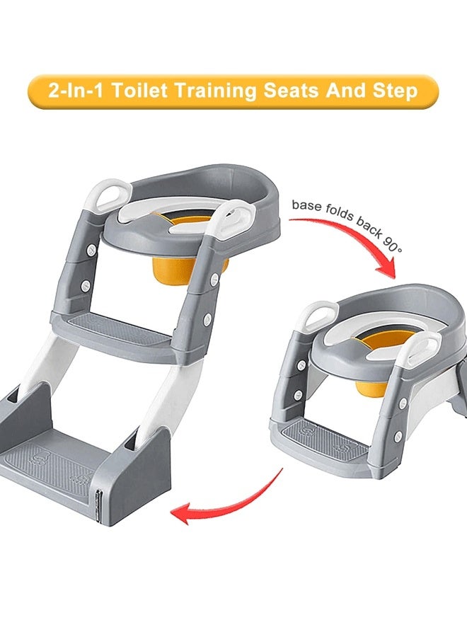 Berma Baby مرحاض تدريب على استخدام المرحاض - مقعد ناعم من البولي يوريثان، تصميم متعدد الوظائف 3 في 1 يتميز بأنه مرحاض ومقعد مرحاض ومرحاض مع سلم آمن مضاد للانزلاق - مناسب للبنات والأولاد - Image 2