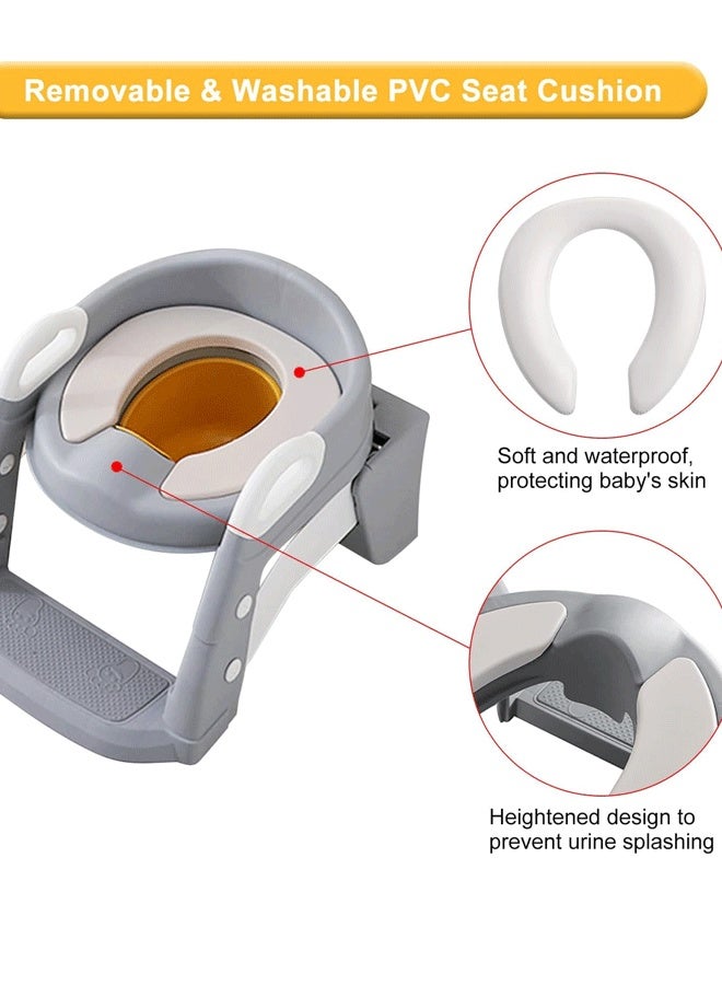 Berma Baby مرحاض تدريب على استخدام المرحاض - مقعد ناعم من البولي يوريثان، تصميم متعدد الوظائف 3 في 1 يتميز بأنه مرحاض ومقعد مرحاض ومرحاض مع سلم آمن مضاد للانزلاق - مناسب للبنات والأولاد - Image 5