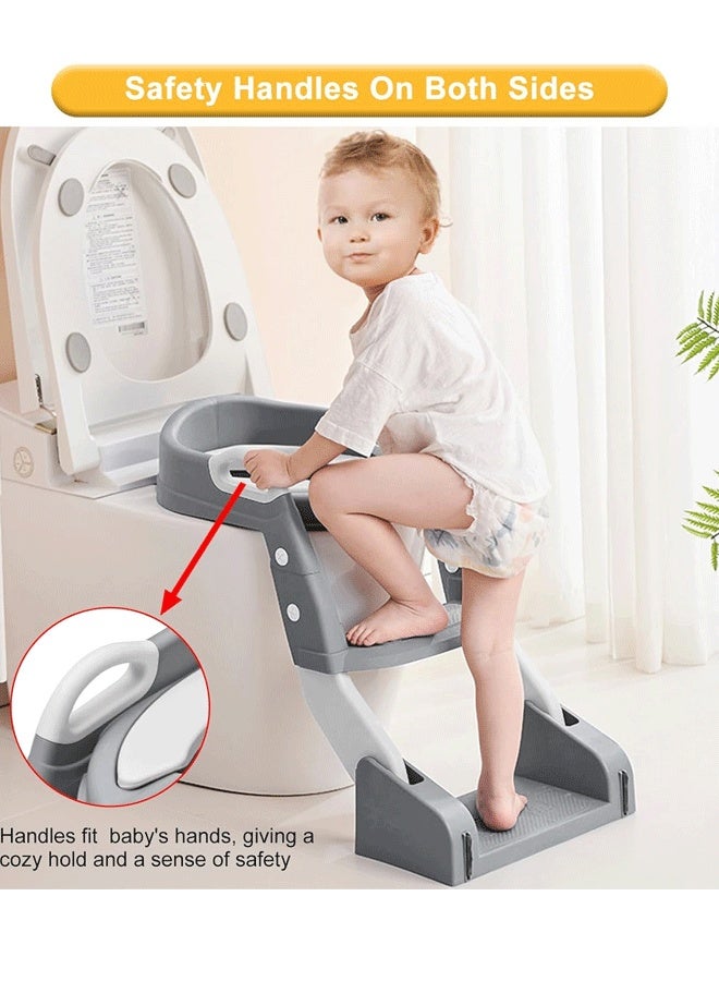 Berma Baby مرحاض تدريب على استخدام المرحاض - مقعد ناعم من البولي يوريثان، تصميم متعدد الوظائف 3 في 1 يتميز بأنه مرحاض ومقعد مرحاض ومرحاض مع سلم آمن مضاد للانزلاق - مناسب للبنات والأولاد - Image 4