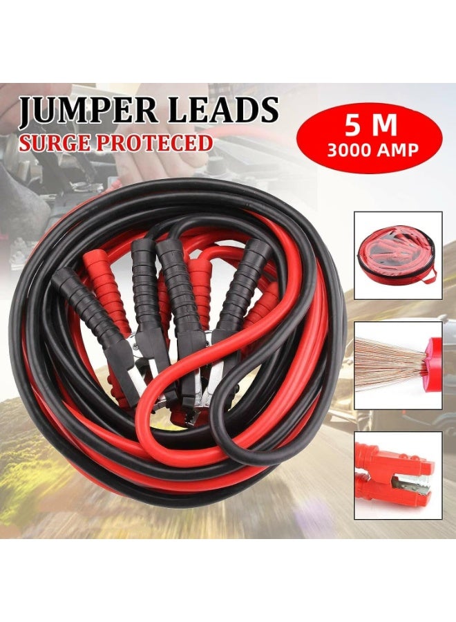 Soofam Jumper Cables for Car Battery, 5M 3000Amp Extra Long Heavy Duty Car Battery Jump Leads with Storage Bag Colour Coded Clamps for Petrol and Diesel Car Vans Truck - Image 4
