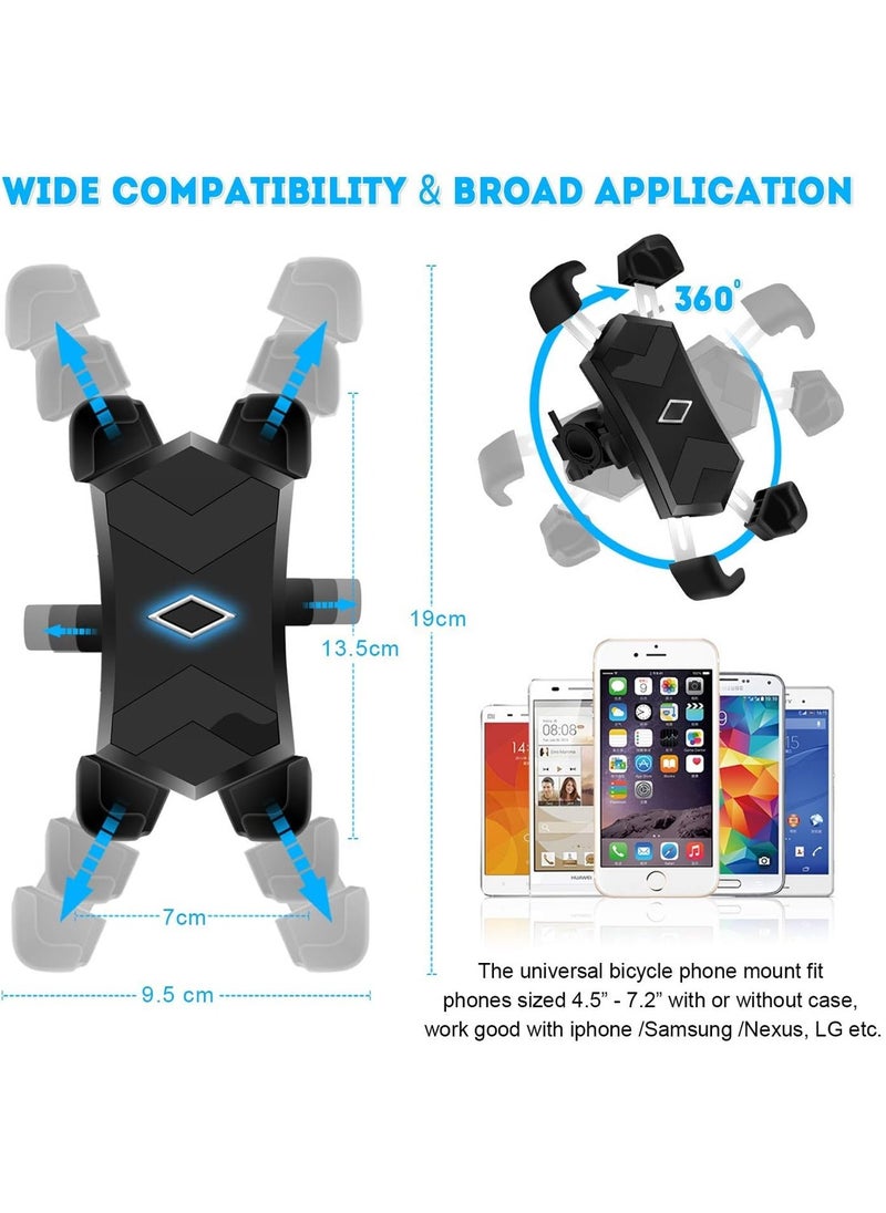 Generic Cycling Phone Holder, 360° Rotating Adjustable Handlebar Phone Holder with Stainless Steel Arm, Fits 4.5-7.2 Inch Cell Phones  - Image 2