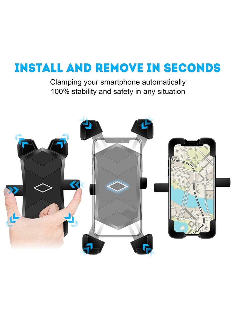 Generic Cycling Phone Holder, 360° Rotating Adjustable Handlebar Phone Holder with Stainless Steel Arm, Fits 4.5-7.2 Inch Cell Phones  - Image 3