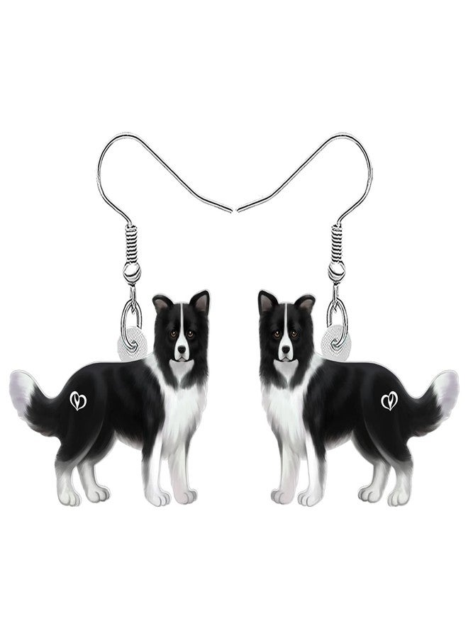 BONSNY Acrylic Dangling Novelty Fun Adorable Cute Dog Breeds Pets Border collie Earrings Hypoallergenic Designer Jewelry Gifts For Women (Border collie) - Image 1