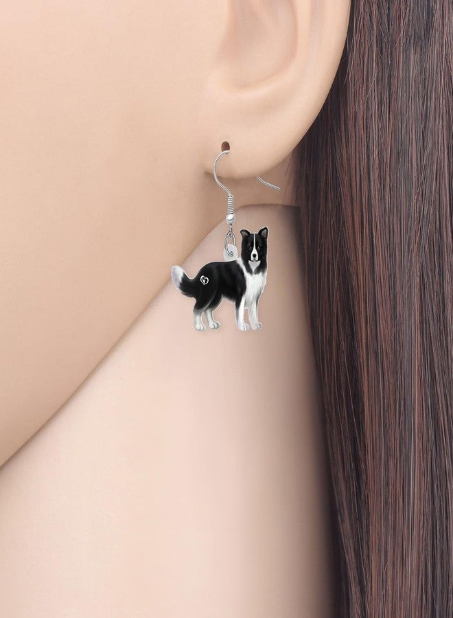 BONSNY Acrylic Dangling Novelty Fun Adorable Cute Dog Breeds Pets Border collie Earrings Hypoallergenic Designer Jewelry Gifts For Women (Border collie) - Image 2