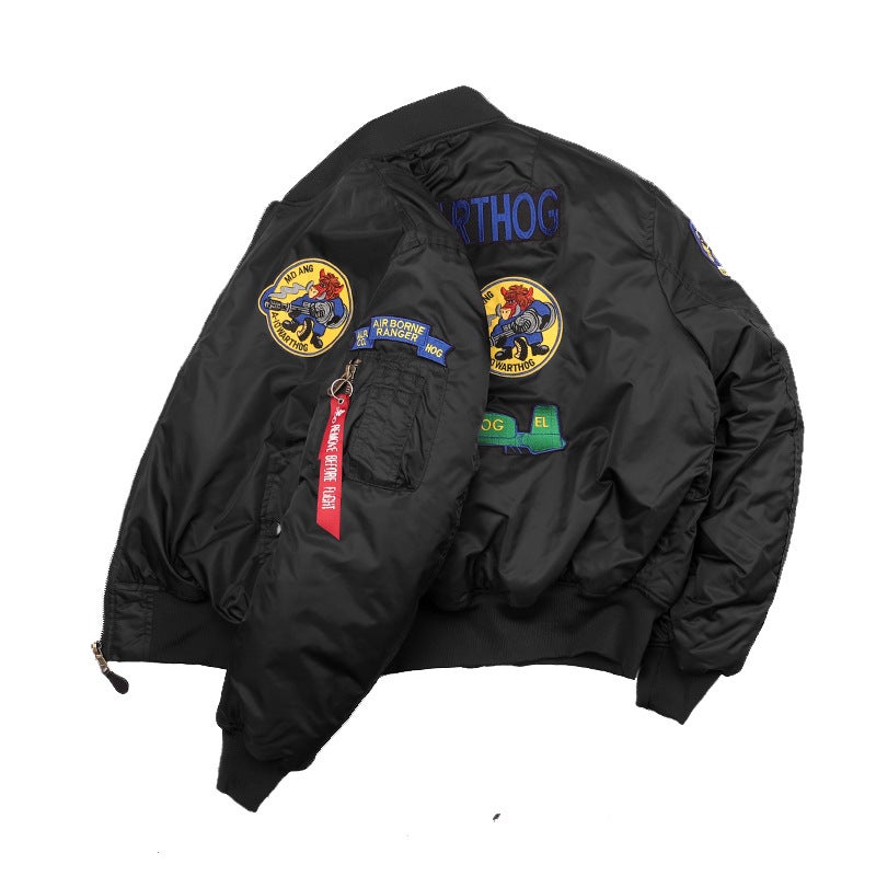Generic 2024 Spring and Autumn Bomber Jacket Maipin Racing Suit MA1 Alpha Jacket American Baseball Suit Men Black (Thickened) 