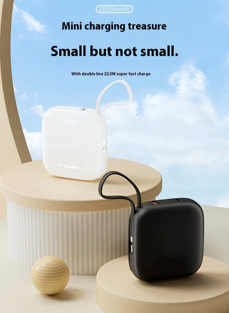 سمارت لينك باور بانك محمول بسعة 10000 مللي أمبير، شحن سريع 22.5 واط، مزود بكيبل لايتنينج و Type-C مدمجين وشاشة ليد لمعرفة مستوى الشحن - أسود - Image 3