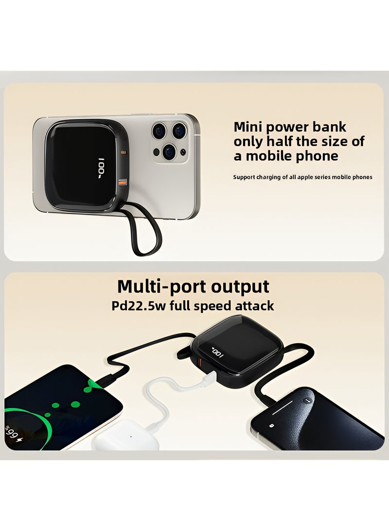 سمارت لينك باور بانك محمول بسعة 10000 مللي أمبير، شحن سريع 22.5 واط، مزود بكيبل لايتنينج و Type-C مدمجين وشاشة ليد لمعرفة مستوى الشحن - أسود - Image 4