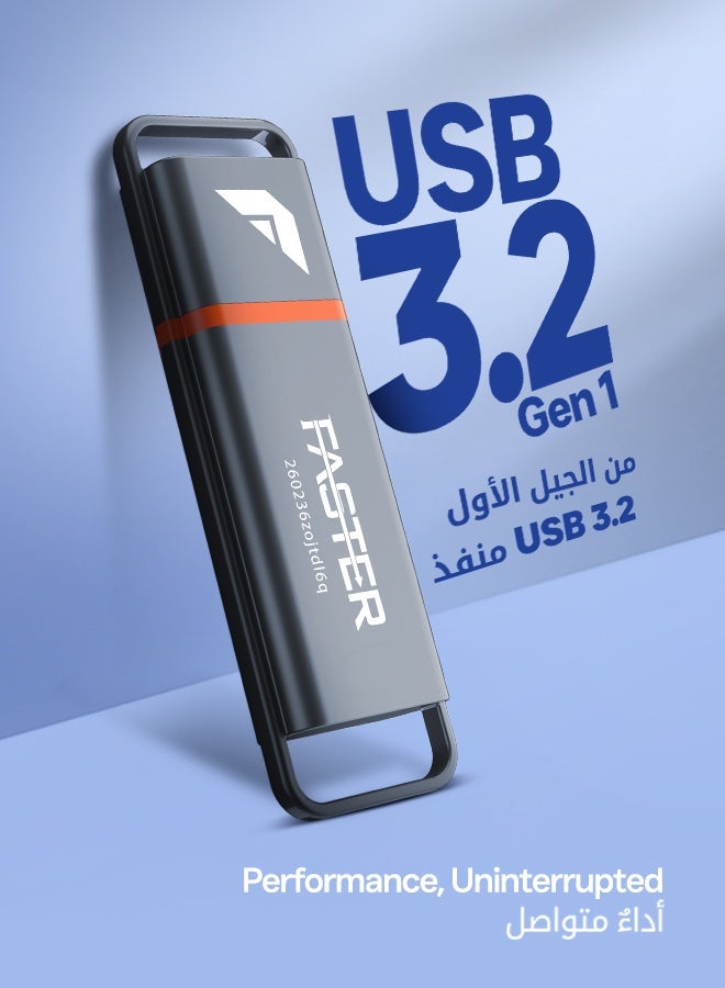 Faster USB Type-C Flash Drive 512GB, USB 3.2 Gen 1 Memory Stick, Up to 120MB/s Read Speed, Aluminium Metal Thumb Drive with Cap, Portable Storage for Laptops, Tablets & OTG Devices - Image 2