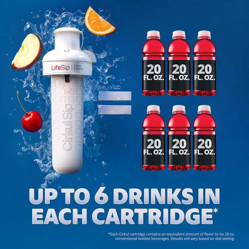 Cirkul طقم زجاجة ماء بلاستيكية خالية من BPA بسعة 22 أونصة من سيركول مع غطاء أزرق و 2 خرطوشة نكهة (لايف سيب فواكه و فيت سيب توت مختلط) - Image 5