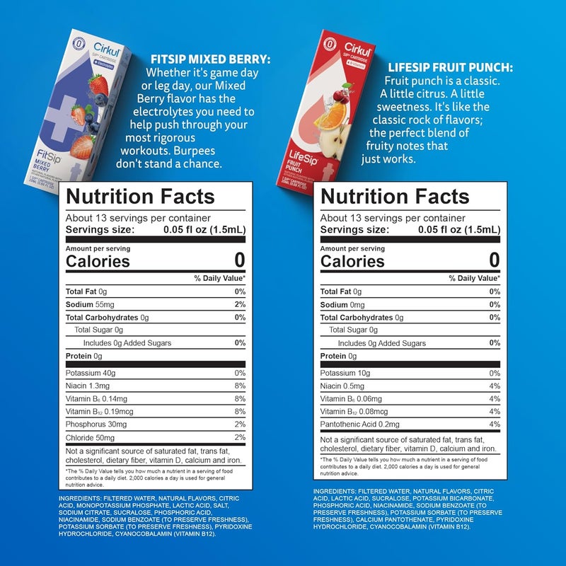 Cirkul طقم زجاجة ماء بلاستيكية خالية من BPA بسعة 22 أونصة من سيركول مع غطاء أزرق و 2 خرطوشة نكهة (لايف سيب فواكه و فيت سيب توت مختلط) - Image 3