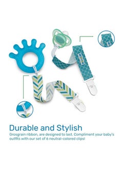 Enovoe Pacifier Clip By Enovoe 6 Pack Of Pacifier Clips Stylish Teething Ring Pacifier Holder Clip For Baby Boys And Girls Multicolor Binkie Clip Baby Pacifier  - Image 3
