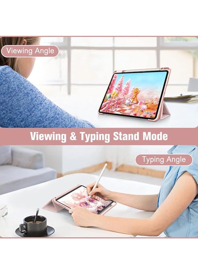 EVO New Compatible with iPad Pro 13 inch Case 2024 M4 with Built-in Pencil Holder, for iPad Pro 13 Case with Hard Clear Back Shell, Support Pencil Pro & Pencil (USB-C), Auto Wake/Sleep,PinK  - Image 2