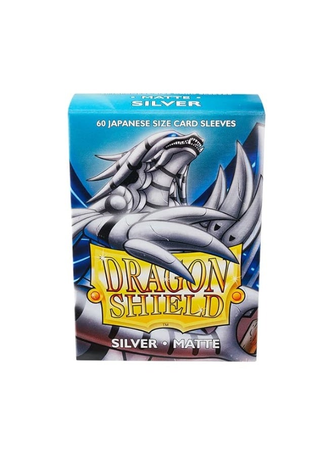 Dragon Shield Japanese Size Sleeves â€“ Matte Silver 60CT - Card Sleeves Smooth & Tough - Compatible with Pokemon, Yugioh, & Moreâ€“ TCG, OCG - Image 1