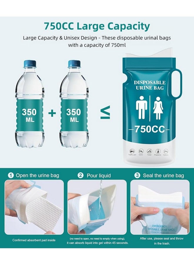 Proberos حقائب بول قابلة للتصرف من بروبرس® 5 قطع مع مقبض، 750 مل حقائب بول PE مع سحاب، حقيبة بول طارئة للجنسين للقيادة في الهواء الطلق والتخييم، 13x27 سم - Image 3