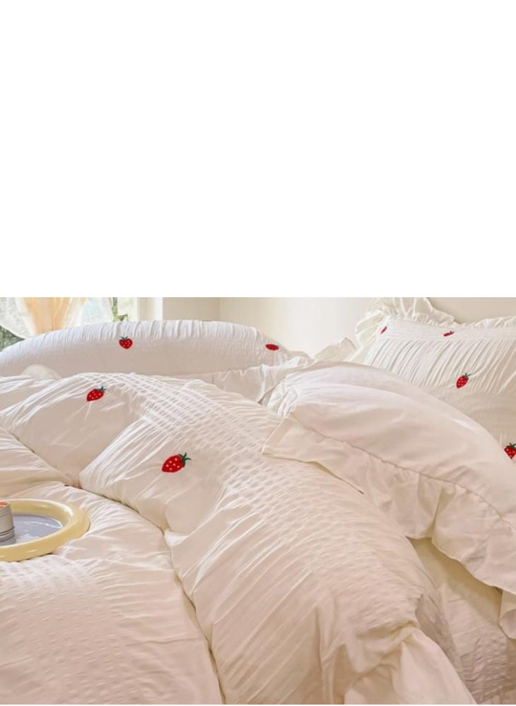 Generic Fitted Sheet Style — ﻿ Four Piece Set Of Washed Cotton Princess Embroidered Bedding  - Image 5