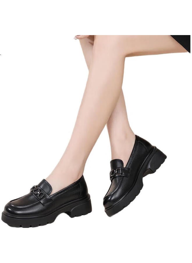 Red Dragonfly Women'S Single Shoes Jk Leather Shoes Women'S Shoes Lolita Thick-Soled Increased Mary Jane Shoes Wtb152711 Black 36 - Image 1
