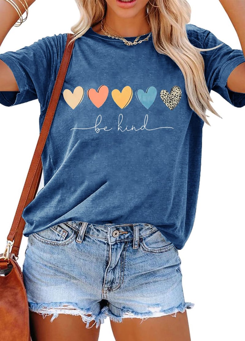 YEXIPO Womens Graphic Tees Short Sleeve Summer Tops Funny Letter Print Crew Neck Casual Loose Cute T Shirts - Image 1