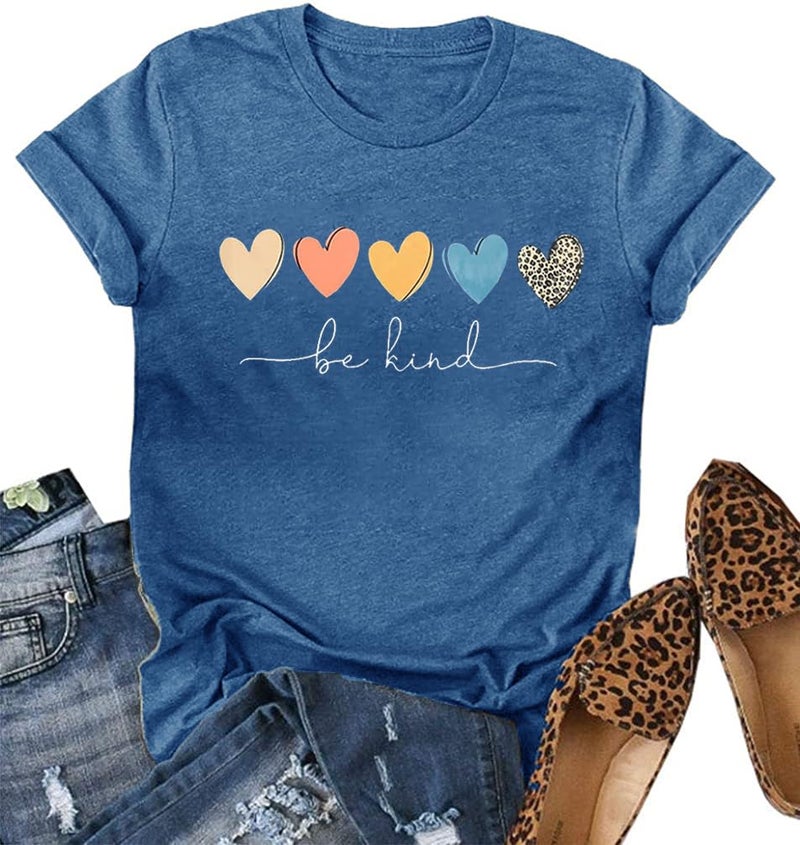 YEXIPO Womens Graphic Tees Short Sleeve Summer Tops Funny Letter Print Crew Neck Casual Loose Cute T Shirts - Image 3