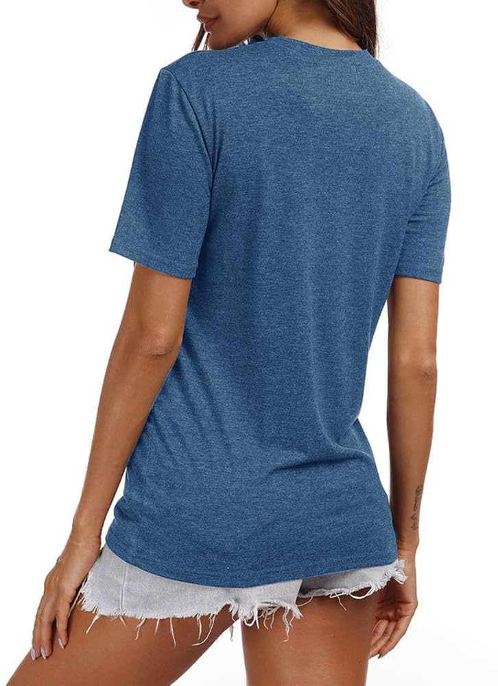 YEXIPO Womens Graphic Tees Short Sleeve Summer Tops Funny Letter Print Crew Neck Casual Loose Cute T Shirts - Image 2
