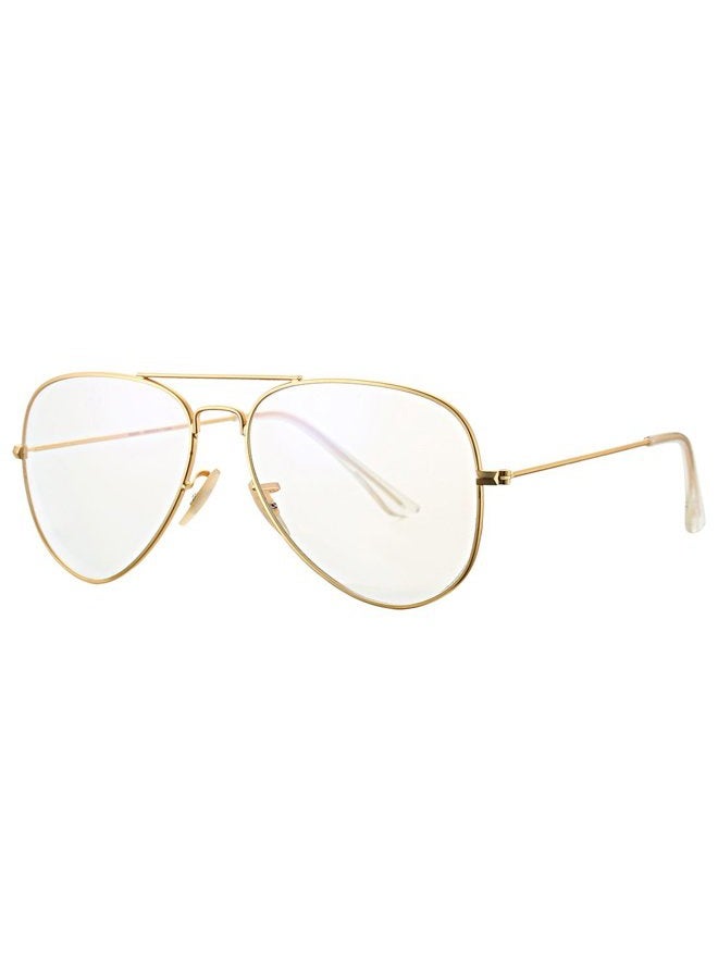 COASION Classic Non prescription Aviator Glasses Clear Lens Metal Frame Eyewear for Men Women (58mm, Gold) - Image 1