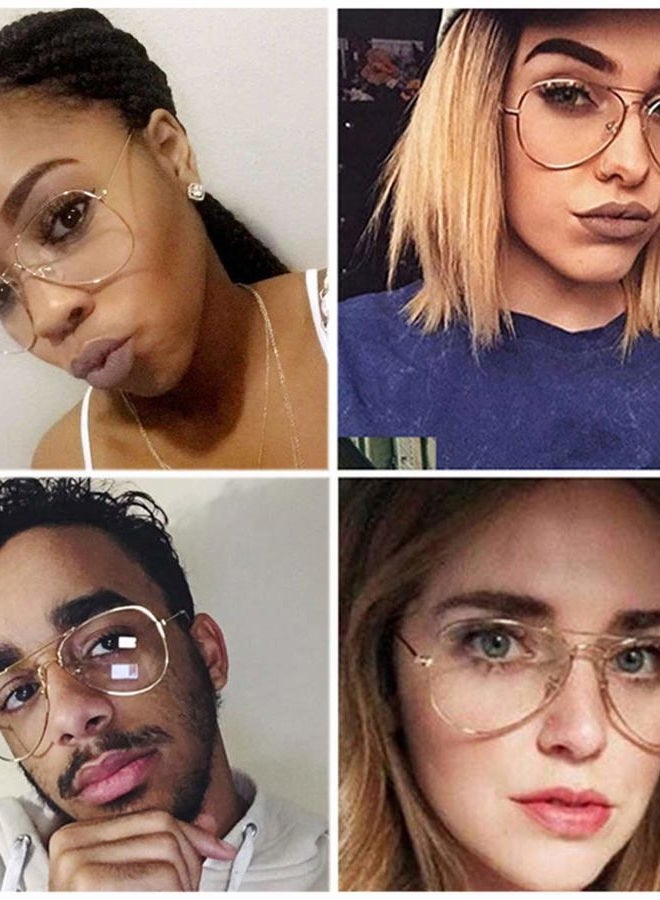COASION Classic Non prescription Aviator Glasses Clear Lens Metal Frame Eyewear for Men Women (58mm, Gold) - Image 5