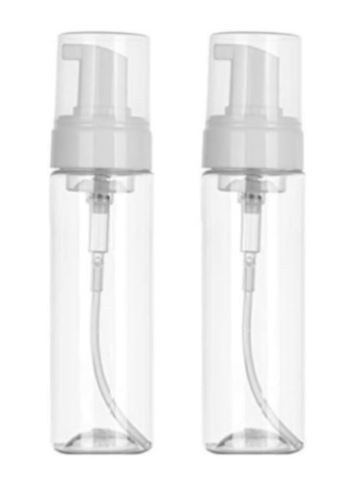 Foaming Dispenser Bottle 7oz Transparent Empty Spray Bottles 2Pcs Plastic Foam Pump Bottle Travel Soap Bottle Portable Foam Bottle (200ml)  - Image 1