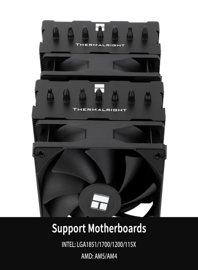 ثيرمالرايت مبرد هواء وحدة المعالجة المركزية Thermalright Phantom Spirit 120 SE أسود، مراوح وحدة المعالجة المركزية مزدوجة وأبراج مزدوجة، مبرد وحدة المعالجة المركزية بارتفاع 154 مم، متوافق مع AMD:AM4/AM5، Intel 1150/1151/1200/1851/1700 (PS120 SE أسود) - Image 2