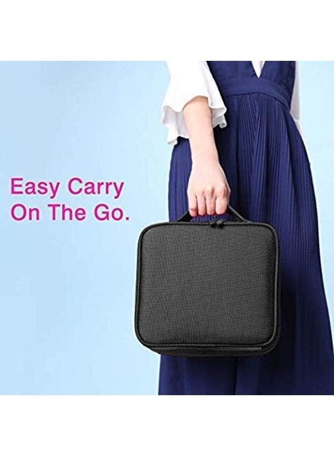 حقيبة تخزين مستحضرات التجميل، حقيبة مستحضرات تجميل احترافية محمولة، حقيبة تخزين فرش أدوات الزينة مع فواصل قابلة للتعديل - Image 3