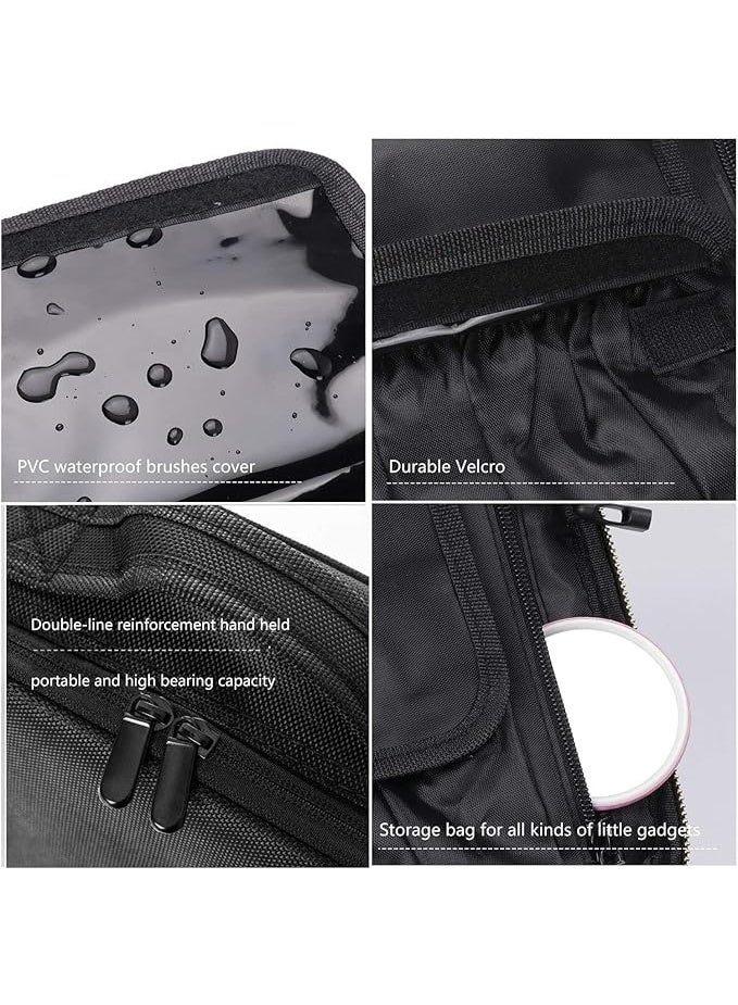 حقيبة تخزين مستحضرات التجميل، حقيبة مستحضرات تجميل احترافية محمولة، حقيبة تخزين فرش أدوات الزينة مع فواصل قابلة للتعديل - Image 2