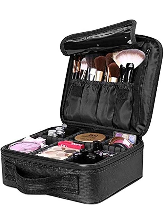 حقيبة تخزين مستحضرات التجميل، حقيبة مستحضرات تجميل احترافية محمولة، حقيبة تخزين فرش أدوات الزينة مع فواصل قابلة للتعديل - Image 1