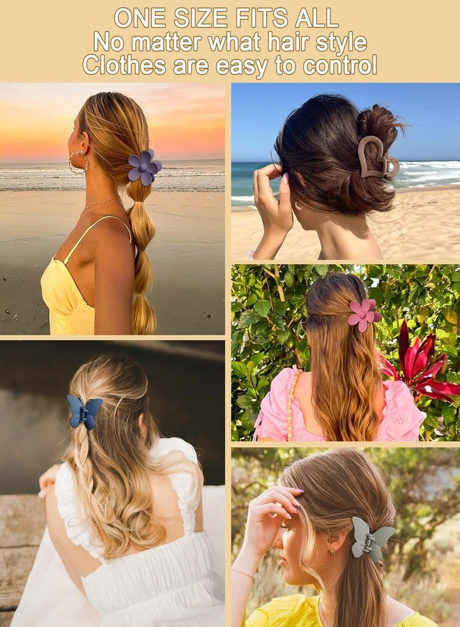 HAIMEIKANG 6 PCS Hair Claw Clips - Matte Flower, Heart, Butterfly Hair Claw Clips for Women Girls - Non-Slip and Strong Hold for Thin/Medium/Thick Hair - Image 4