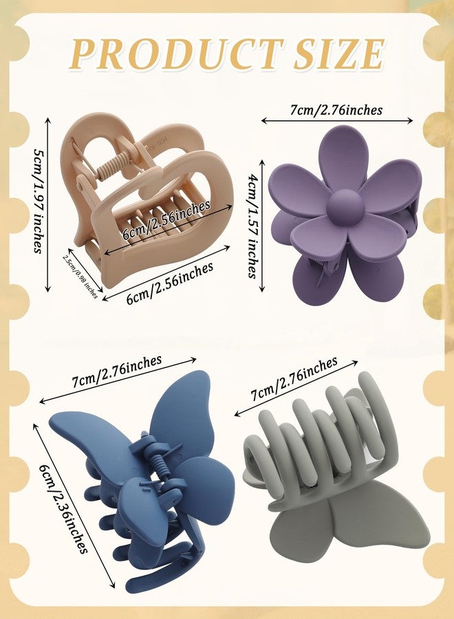 HAIMEIKANG 6 PCS Hair Claw Clips - Matte Flower, Heart, Butterfly Hair Claw Clips for Women Girls - Non-Slip and Strong Hold for Thin/Medium/Thick Hair - Image 2