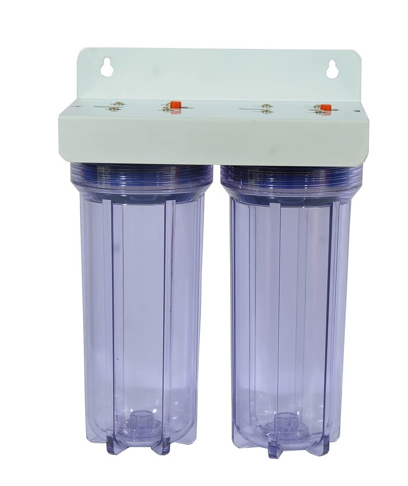 RiverSoft 2-Stage Pre-Filter System with Inbuilt Mounting Clamp | PP Spun Cartridge and CTO Cartridge | Inline/Under-Sink Filter (Transparent Housing, 1-Inch Inlet/Outlet, PP) - Image 5