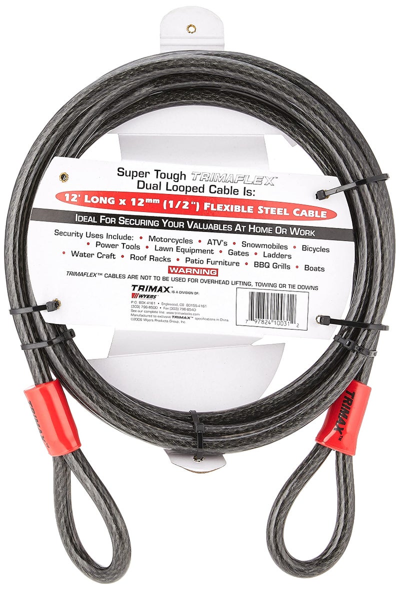 Trimax كابل تريماكس TDL1212 تريمافليكس ثنائي الحلقة متعدد الاستخدامات (طول 12 قدم × 12 مم)، فولاذي - Image 3
