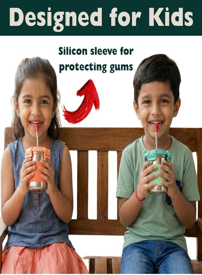 مارو كوب مارو ستيل للأطفال/الرضع/الصغار، سعة 300 مل، قطعتان، مصنوع من الفولاذ المقاوم للصدأ، مزود بأغطية وماصة، ومقبض سيليكون مانع للانزلاق لمنع الانسكاب، سهل الحمل والاستخدام - للماء والحليب والعصائر وغيرها - Image 5