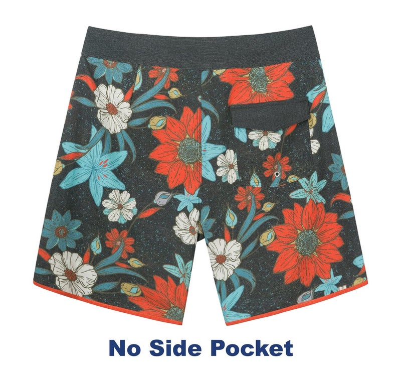 SURF CUZ Men's Board Short Beach Short 4-Way Stretch Swim Short(Dark Grey - Sun Flower,34) - Image 3