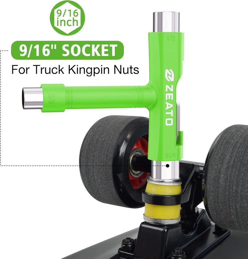 Zeato All-in-One Skate Tools Multi-Function Portable Skateboard T Tool Accessory with T-Type Allen Key and L-Type Phillips Head Wrench Screwdriver - Image 3