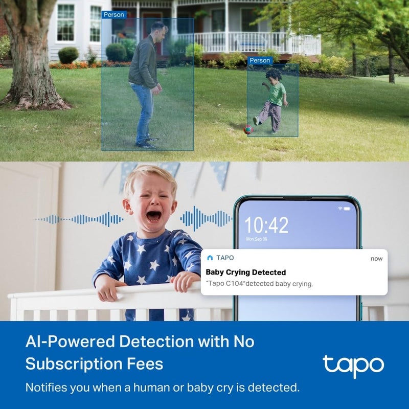 Tapo 1080p Indoor/Outdoor Security Camera - Free Person/Motion/Baby Cry Detection, Color Night Vision, IP65 Weatherproof, SD/Cloud Storage, Works w/Alexa & Google Home HybridCam, Black - Image 3