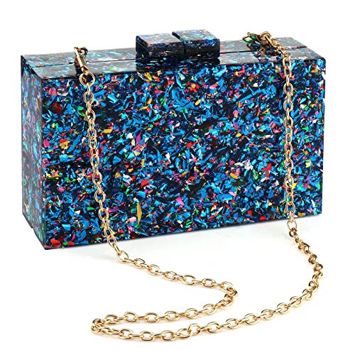 Gets Acrylic Purses and Handbags for Women Multicolor Perspex Geometric Patterns Box Clutch Elegant Banquet Evening Crossbody Handbag - Image 1