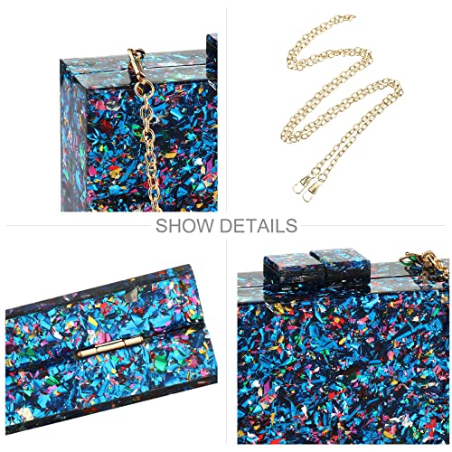 Gets Acrylic Purses and Handbags for Women Multicolor Perspex Geometric Patterns Box Clutch Elegant Banquet Evening Crossbody Handbag - Image 4