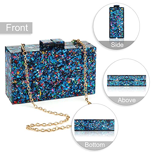 Gets Acrylic Purses and Handbags for Women Multicolor Perspex Geometric Patterns Box Clutch Elegant Banquet Evening Crossbody Handbag - Image 3