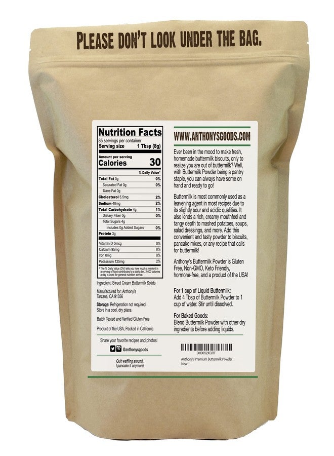 Anthony's Premium Buttermilk Powder, 1.5 lb, Gluten Free, Non GMO, Made in USA, Keto Friendly, Hormone Free - Image 2