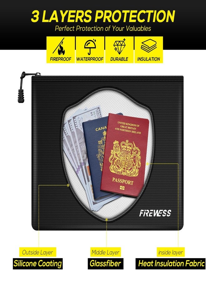FIREWESS Fireproof Document Bags -2 Pack 13.4"x10" and 11"x6" Non-itchy Fireproof Money Bag, Waterproof Zipper holder for Valuables, Fire & Water Resistant Safe Pouch for File,Cash,Passport,Keys - Image 5