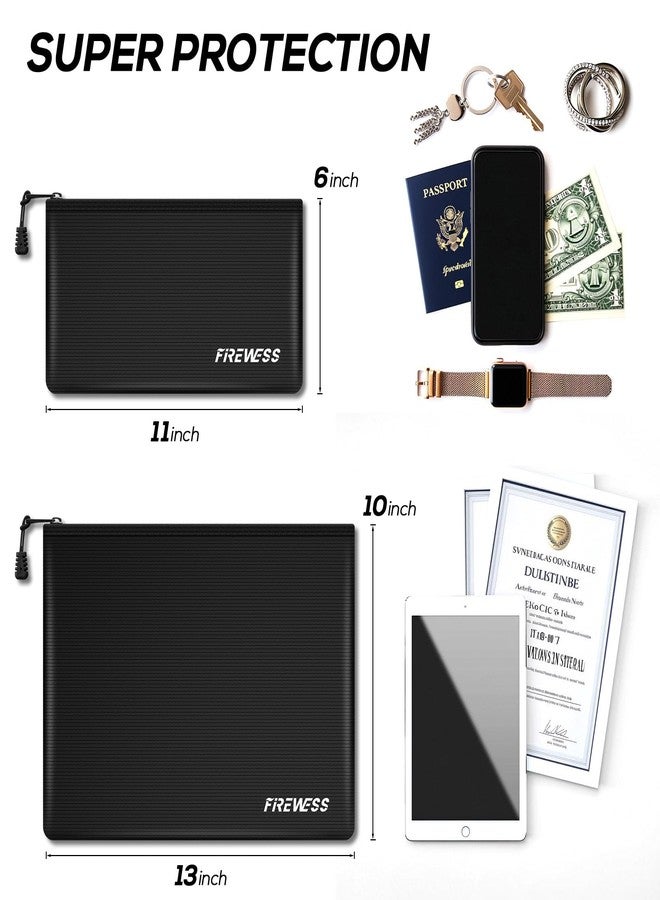 FIREWESS Fireproof Document Bags -2 Pack 13.4"x10" and 11"x6" Non-itchy Fireproof Money Bag, Waterproof Zipper holder for Valuables, Fire & Water Resistant Safe Pouch for File,Cash,Passport,Keys - Image 4