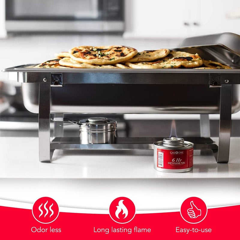 GasOne Gas One 12 Pack 6 Hour Chafing Fuel - Food Warmer for Chafing Dish Buffet Set - Reusable Liquid Safe Fuel With Wick & Lid Opener - Image 5