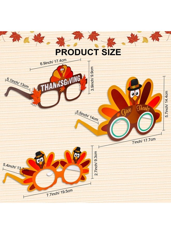 Konsait Thanksgivings Glasses Funny Thanksgiving Sunglasses Decorative Eyeglasses Photo Prop,Turkey Glasses,Fall Themed Birthday Decorations, Thanksgiving Party Favors Supplies Decor,24 Pack - Image 3