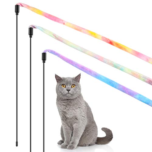 Sumind 3 Pieces Jungle Cat Wand Cat Teaser Charmer Interactive Fun Toys Wand Kitten Kitty Playing Toy 3 StylesCharming Color - Image 1
