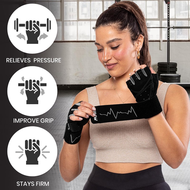 MhIL Workout Gloves for Women â€“ Breathable Gym Gloves for Women with Palm Protection and Enhanced Grip â€“ Padded Weight Lifting Glove for Womens with Wrist Wraps Support Weightlifting Exercise Cycling - Image 2