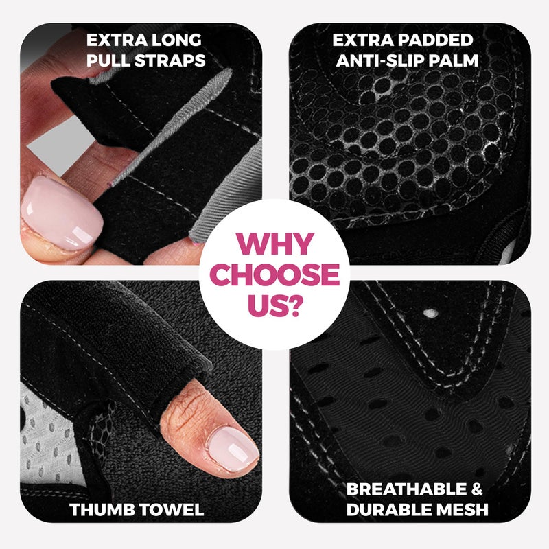 MhIL Workout Gloves for Women â€“ Breathable Gym Gloves for Women with Palm Protection and Enhanced Grip â€“ Padded Weight Lifting Glove for Womens with Wrist Wraps Support Weightlifting Exercise Cycling - Image 3